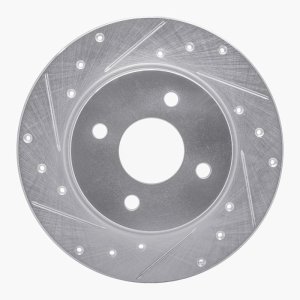 Ford Ecosport Brake Rotor (1) - Rear Left - R1 Concepts - Drilled & Slotted - Silver - `18-`22